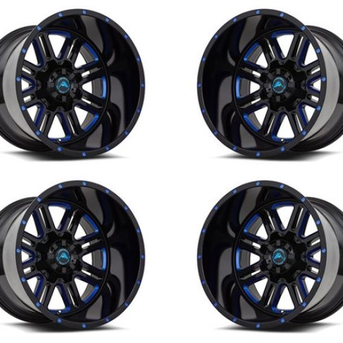 AMERICAN OFF-ROAD WHEELS A106 BLACK MILLED BLUE ACCENTS, SET OF 4
